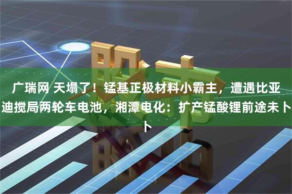 广瑞网 天塌了！锰基正极材料小霸主，遭遇比亚迪搅局两轮车电池，湘潭电化：扩产锰酸锂前途未卜