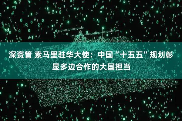 深资管 索马里驻华大使：中国“十五五”规划彰显多边合作的大国担当