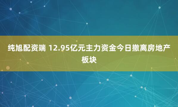 纯旭配资端 12.95亿元主力资金今日撤离房地产板块